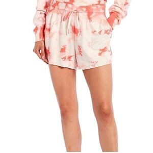 SPLENDID NWT Burst Tie Dye High Waisted Drawstring Shorts Size XL in Pink